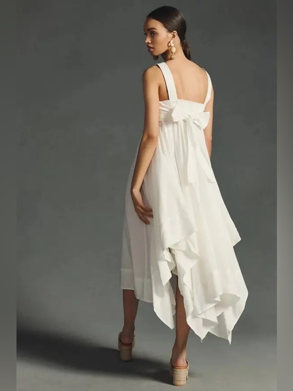 Anthropologie Pilcro White Asymmetrical Babydoll Midi Dress Size XS - Picture 13 of 13